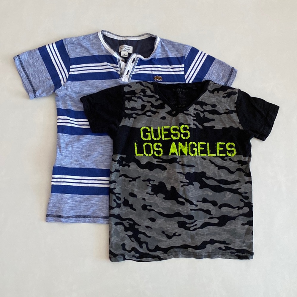 LOT Of Two (2) Boys Short-Sleeve Tees Tops Lucky Brand Guess kids Size 12